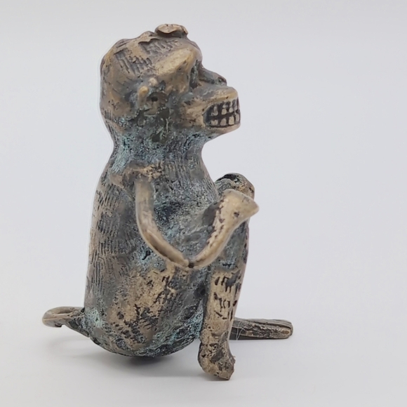 Vintage Unique Bronze Creepy Monkey Sculpture India 3 In - Picture 5 of 8